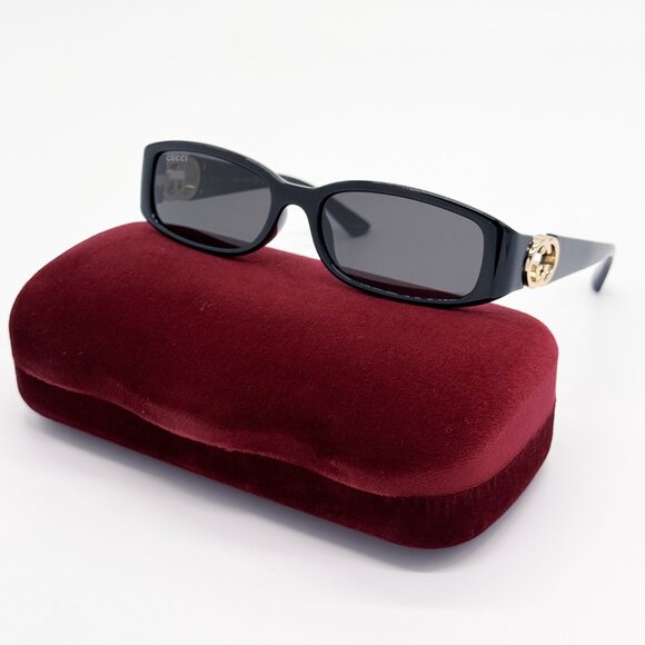 NEW GUCCI GG1661S 001 OVAL BLACK  WOMEN SUNGLASSES GUCCI - Picture 3 of 13